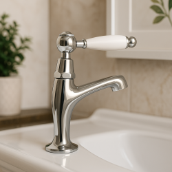 Rubinetto da lavabo classico PB con maniglia bianca, acqua fredda, piccolo modello in cromo 1208854162.